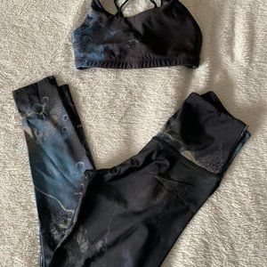 Onzie KLS TIU Blue and Black Marble Galaxy Workout Set S